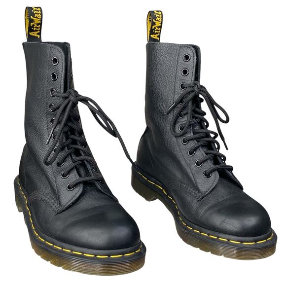 Dr. Martens Women’s Black Leather Combat Boots Size US 7 - Picture 5 of 10
